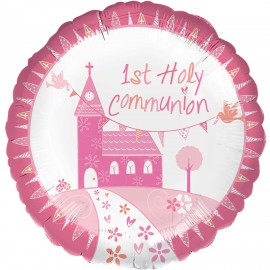 Balão Foil standard 1 Comunhão Igreja Rosa 18”