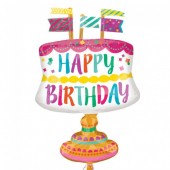 Balão Foil Supershape Bolo Feliz Aniversário