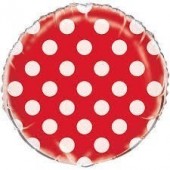 Balão Foil Vermelho bolinhas 45 cm