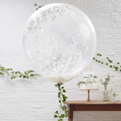 Balão Gigante com Confettis Branco 3 unid