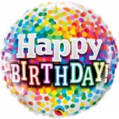 Balão Happy Birthday Rainbow Confetti 18”