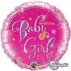 Balão Holográfico Welcome Baby Girl