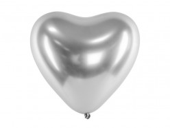 Balão Latex Coração Prateado Glossy 12"