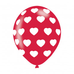 Balão Latex Vermelho c/corações 11