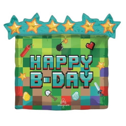 Balão Minecraft Pixelado Happy Birthday