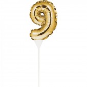 Balão nº9 Dourado Topper Bolo