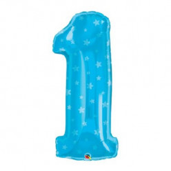Balão Número 1 Estrelas Azul