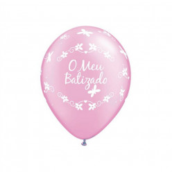 Balão O Meu Batizado Rosa 11"