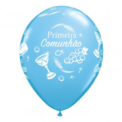 Balão Primeira Comunhão Azul 11"