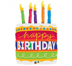 Balão Shape Bolo com velas Happy Birthday 89cm