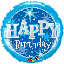 Balão Sparkle Blue Happy Birthday 91cm