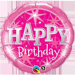 Balão Sparkle Rosa Happy Birthday 91cm