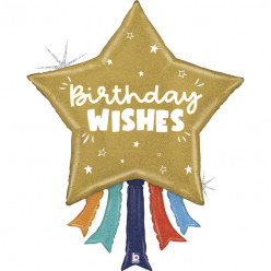 Balão Supershape Estrela Birthday Wishes 109cm