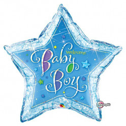 Balão Supershape Estrela Holográfica Baby Boy Welcome