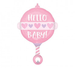 Balão Supershape Roca Hello Baby Rosa 60cm