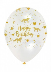Balões Happy Birthday Unicórnio Sparkle 12" - 6 und