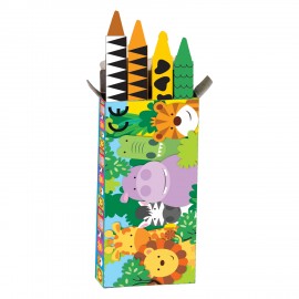 Caixa c/ 4 lápis cera Animais da Selva
