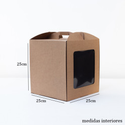 Caixa com Janela Kraft Bolos 25x25x25cm