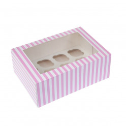 Caixa Rosa e Branca 12 Mini Cupcakes