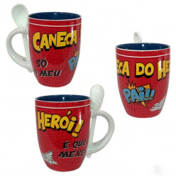 Caneca com Colher Herói Pai