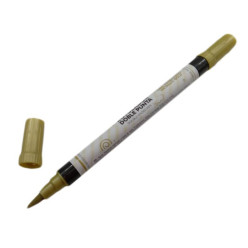 Caneta Alimentar Ponta Dupla Dourado Metalizado