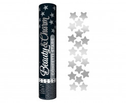 Canhão Confettis Prateados Estrelas 30cm