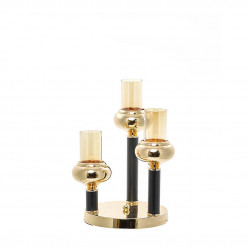 Castiçal 3 Velas em Metal e Vidro