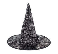 Chapéu Bruxa com uma teia de aranha prateada