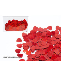 Confetis Corações Vermelhos Metálicos