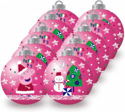 Conjunto 10 Bolas Natal Rosas Porquinha Peppa