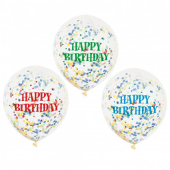 Conjunto 6 Balões Confettis Happy Birthday 30cm