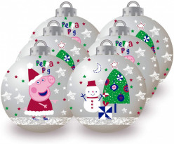 Conjunto 6 Bolas Natal Prateadas Porquinha Peppa