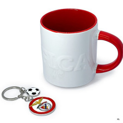 Conjunto Caneca Com Relevo + Porta Chaves Benfica