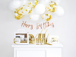 Conjunto Decoração Festa - Happy Birthday Dourado
