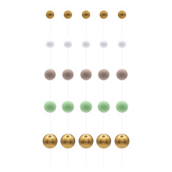 Conjunto Esferas Verde, Bege & Ouro