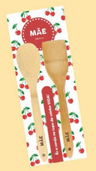 Conjunto Espatula+Colher Pau Dia da Mãe