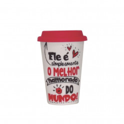 Copo com Tampa Silicone Namorado