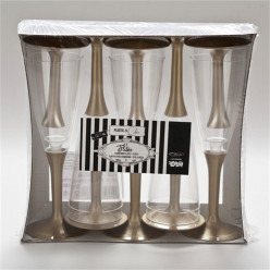 Copos Flute Champanhe Dourado 10und