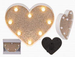 Coração Glitter com Luz Led Decoração