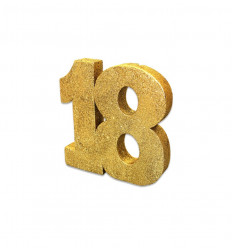 Decoração de Mesa 18 Anos Dourado com Glitter