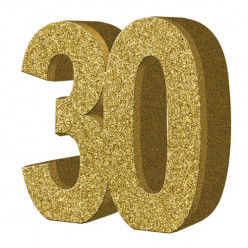 Decoração de Mesa 30 Anos Dourado com Glitter