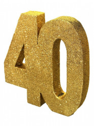 Decoração de Mesa 40 Anos Dourado com Glitter