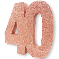 Decoração de Mesa 40 Anos Rose Gold com Glitter
