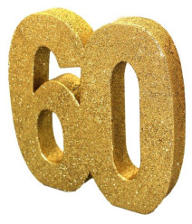 Decoração de Mesa 60 Anos Dourado com Glitter