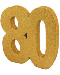 Decoração de Mesa 80 Anos Dourado com Glitter