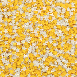 Decoração Estrelinhas Médias Amarela e Branca 55g