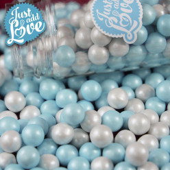 Decoração Pérolas Chocolate Azul e Pérola 65g