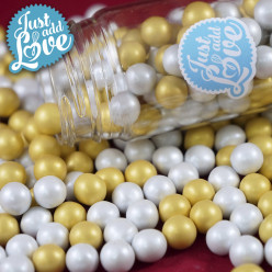 Decoração Pérolas Chocolate Ouro e Pérola 65g