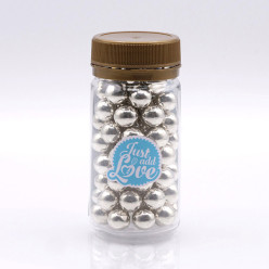 Decoração Pérolas Chocolate Prata 65g