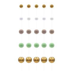 Esferas Verde, Bege & Ouro Decoração Bolo - 50 und.